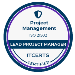 Badge ITCERTS — Project Management ISO 21502 — Lead Project Manager.